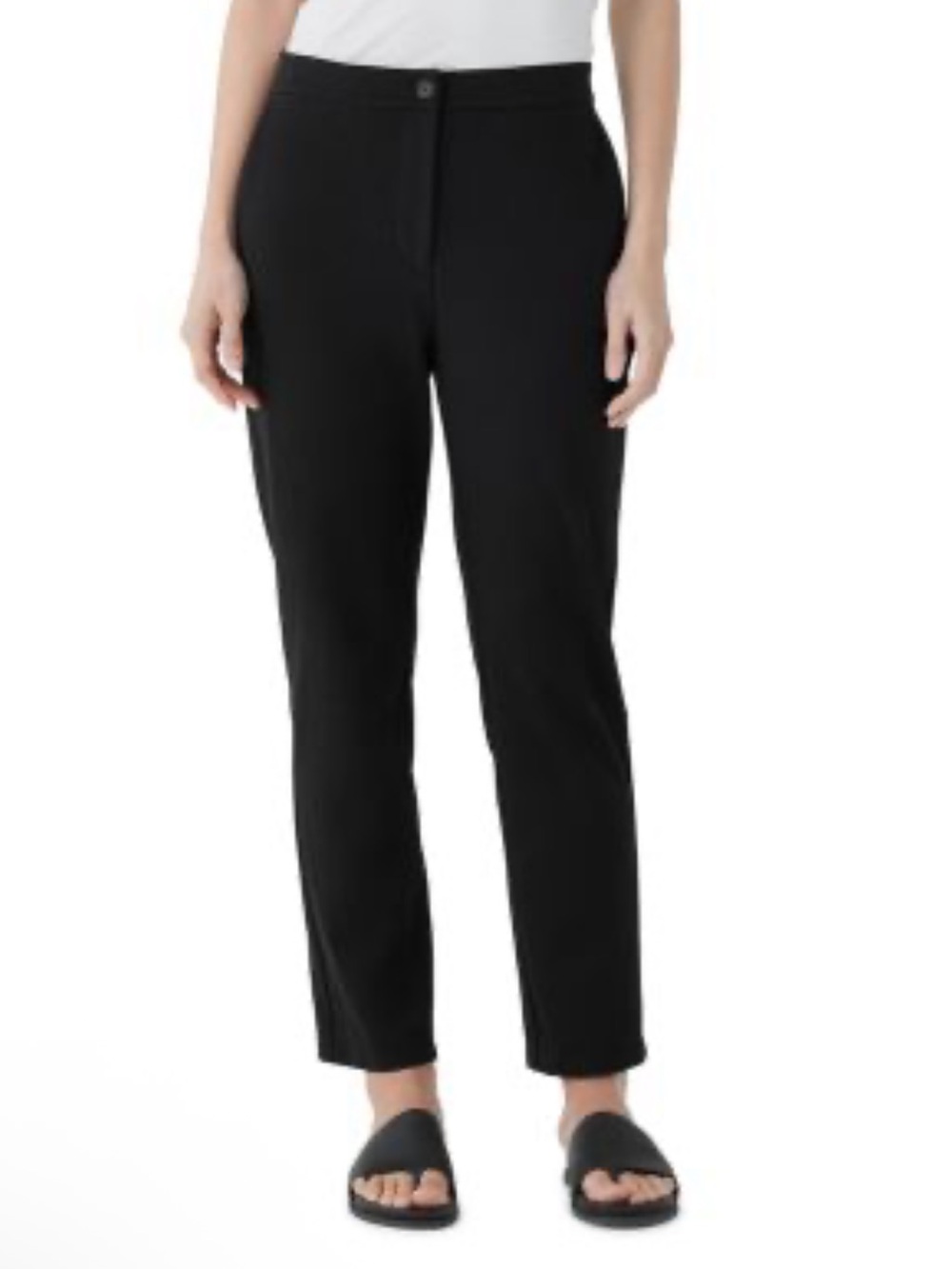 NWT Eileen Fisher ORGANIC COTTON BLACK SLIM ANKLE PANT - Picture 1 of 11